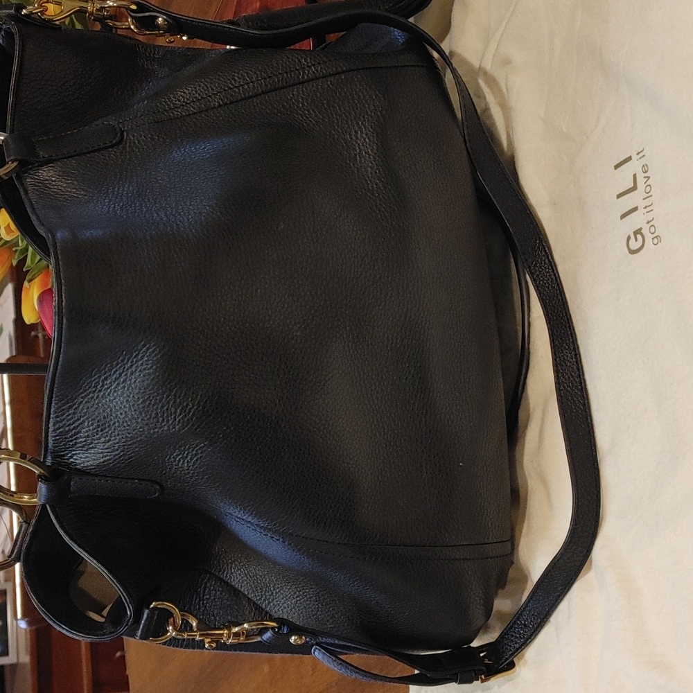 GILI Italian leather medium Roma black tote